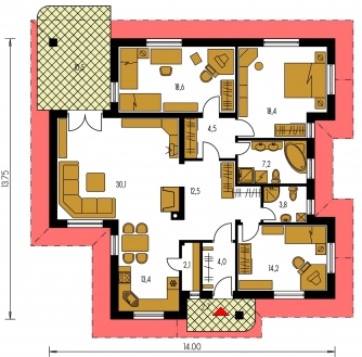 Floor plan of ground floor - BUNGALOW 54